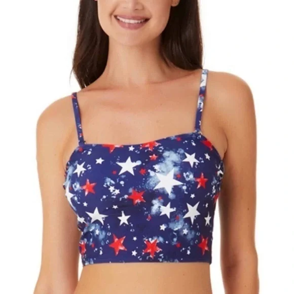 California Waves Women's Splatter Star Long Line Bandeau Top NWT - Picture 2 of 5